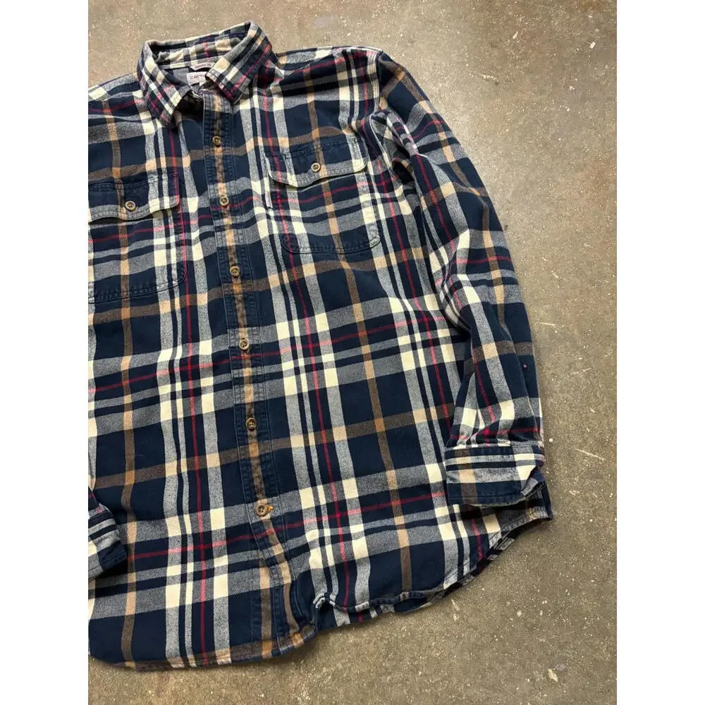 Carhartt Plaid Flannel Shirt Mens L Button Up Original Fit Heavyweight Workwear - Picture 6 of 7